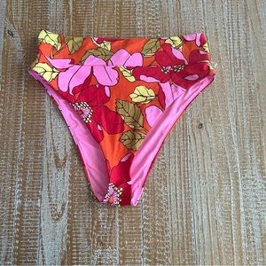 Aerie Pink Floral High Waisted Cheeky Bikini Bottom